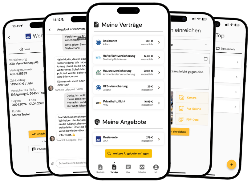 Mehrere Handys mit Insurgo-App ansicht